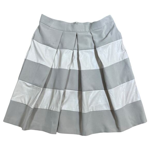 Carmen Italy Beige And Ivory Striped Pleated Short Skirt Size 42 US 12 - Picture 1 of 8